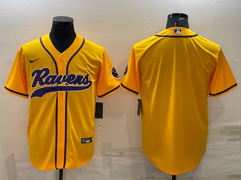 Men's Baltimore Ravens Yellow Blank Jersey1