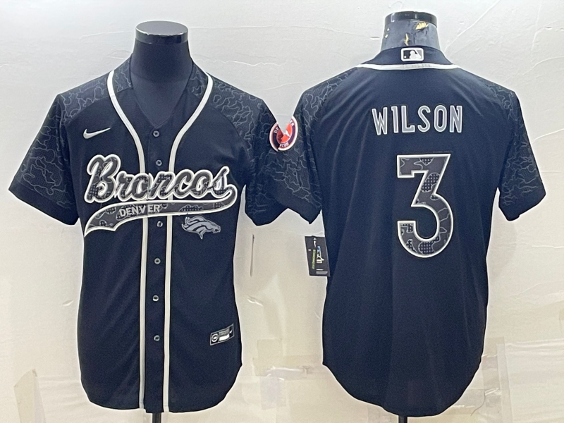 Men's Denver Broncos Russell Wilson #3 Black Retired Player RFLCTV Limited Jersey1 Joint Edition