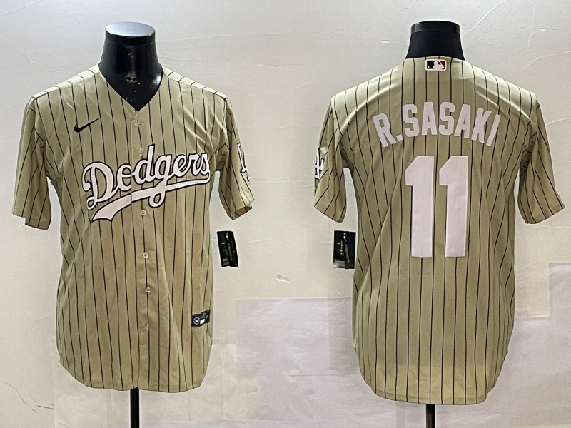 Men's Los Angeles Dodgers Roki Sasaki #11 Gold Replica Player Jersey1