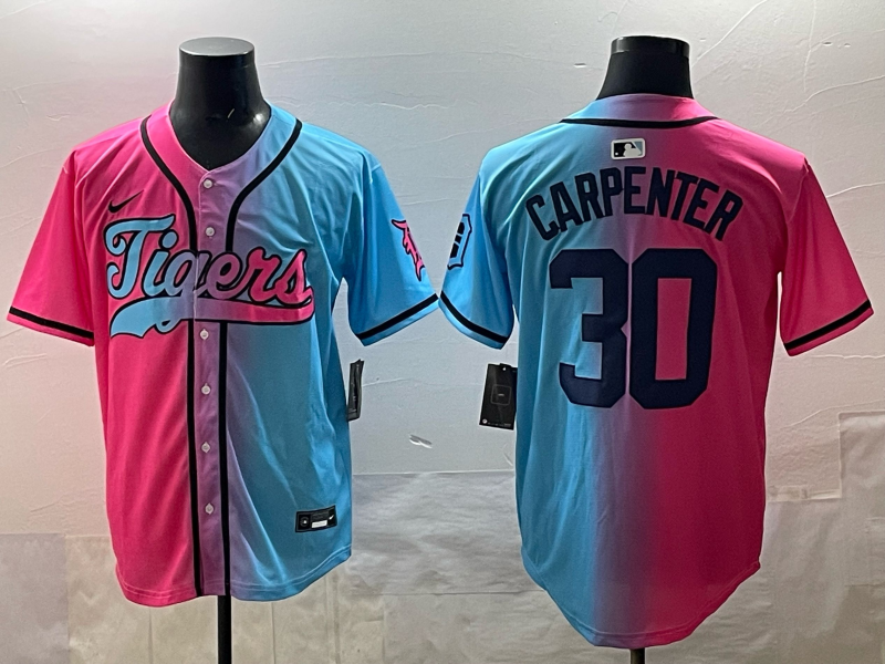 Men's Detroit Tigers Kerry Carpenter #30 Pink/Blue Player Jersey