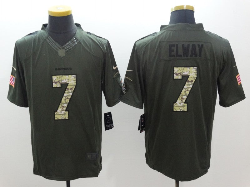 Men's Denver Broncos John Elway #7 Army Green Game Jersey1