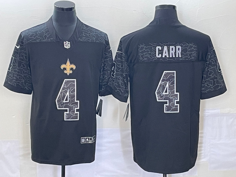 Men's New Orleans Saints Derek Carr #4 Black RFLCTV Limited Jersey1