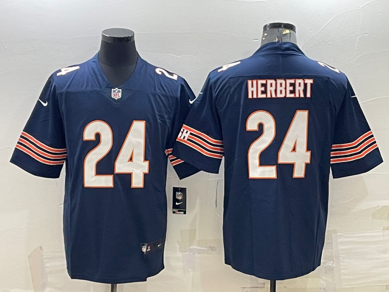 Men's Chicago Bears Khalil Herbert #24 Navy Game Jersey1