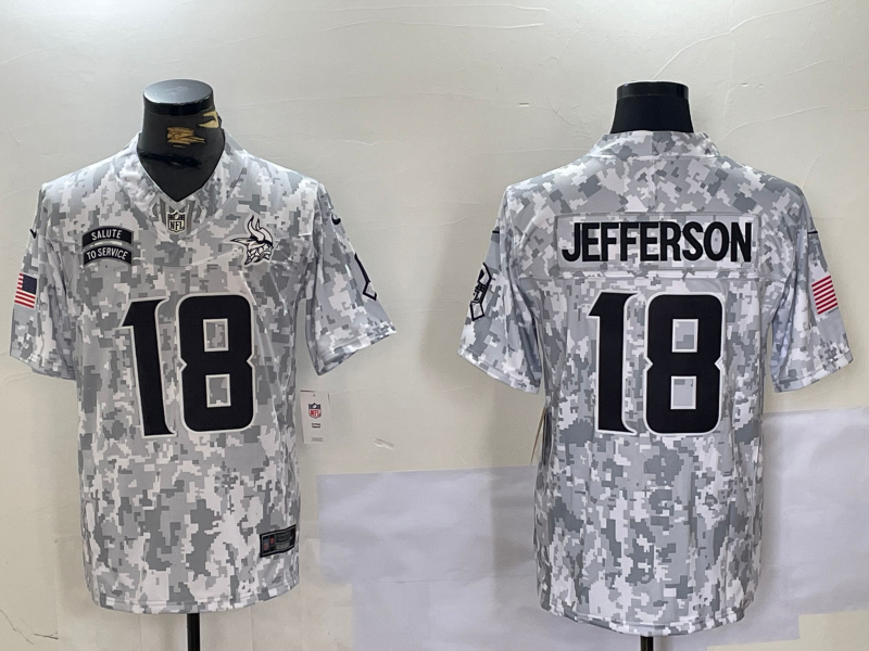 Men's Minnesota Vikings Justin Jefferson #18 Arctic Camo 2024 Salute to Service Limited Jersey1