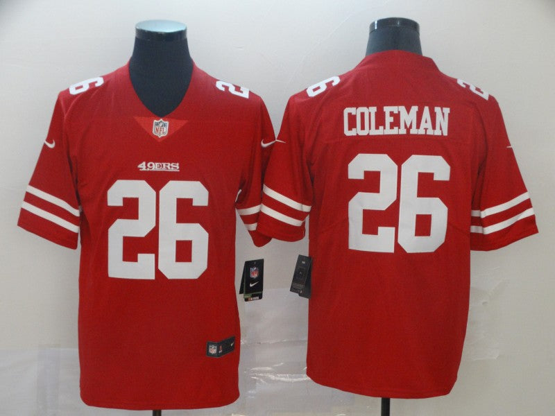 Men's San Francisco 49ers Tevin Coleman #26 Red Game Jersey1