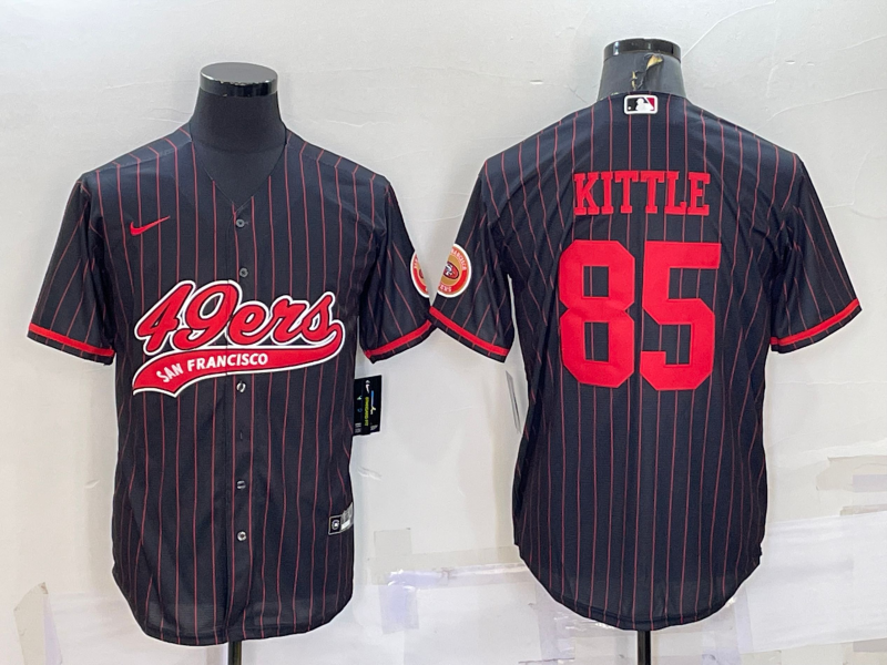 Men's San Francisco 49ers George Kittle #85 Black Player Game Jersey1 Joint Edition
