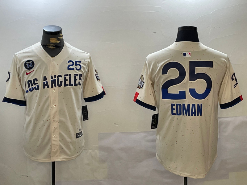 Men's Los Angeles Dodgers Tommy Edman #25 Cream 2024 City Connect Limited Player Jersey1