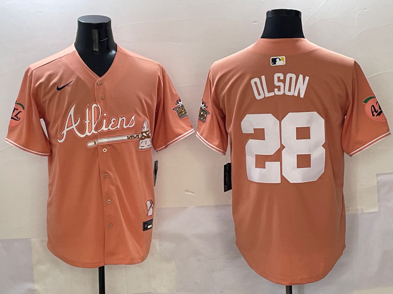 Men's Atlanta Braves Matt Olson #28 Pink 2025 City Connect Limited Player Jersey