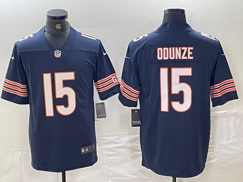 Men's Chicago Bears Rome Odunze #15 Navy 2024 NFL Draft First Round Pick Player Game Jersey1