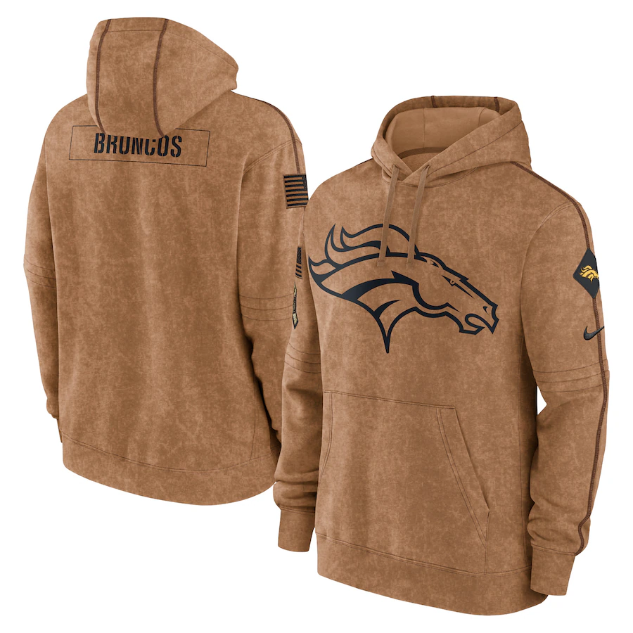 Men's Denver Broncos Brown 2023 Salute To Service Club Pullover Hoodie1