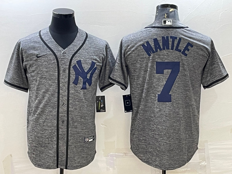 Men's New York Yankees Mickey Mantle #7 Gray Replica Game Jersey1
