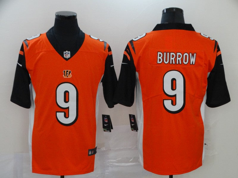 Men's Cincinnati Bengals Joe Burrow #9 Orange Game Jersey1