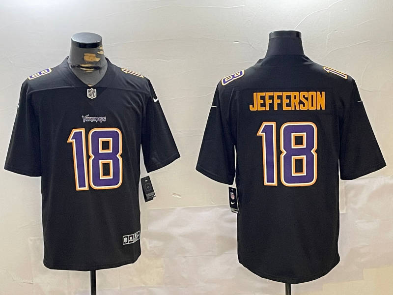 Men's Minnesota Vikings Justin Jefferson #18 Black Fashion Game Jersey1
