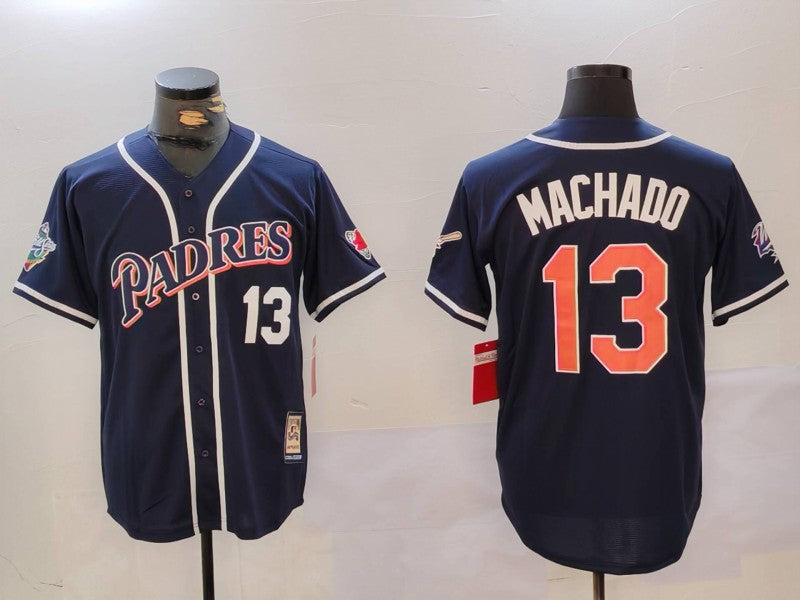 Men's San Diego Padres Manny Machado #13 Navy Replica Player Jersey1
