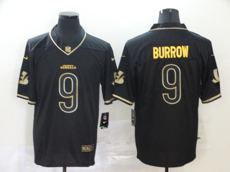 Men's Cincinnati Bengals #9 Joe Burrow Black Team Game Jersey1