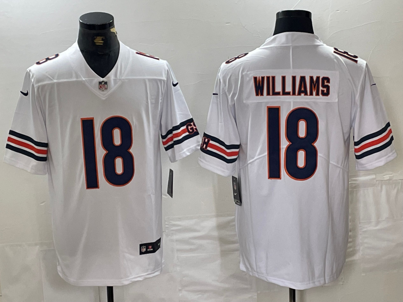 Men's Chicago Bears Caleb Williams #18 White 2024 NFL Draft First Round Pick Player Game Jersey2