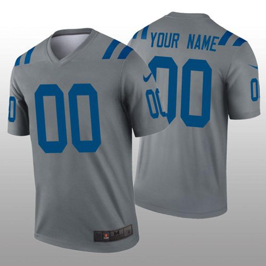 Custom1 Indianapolis Colts Gray Inverted Legend Jersey1 Stitched American Football Jerseys