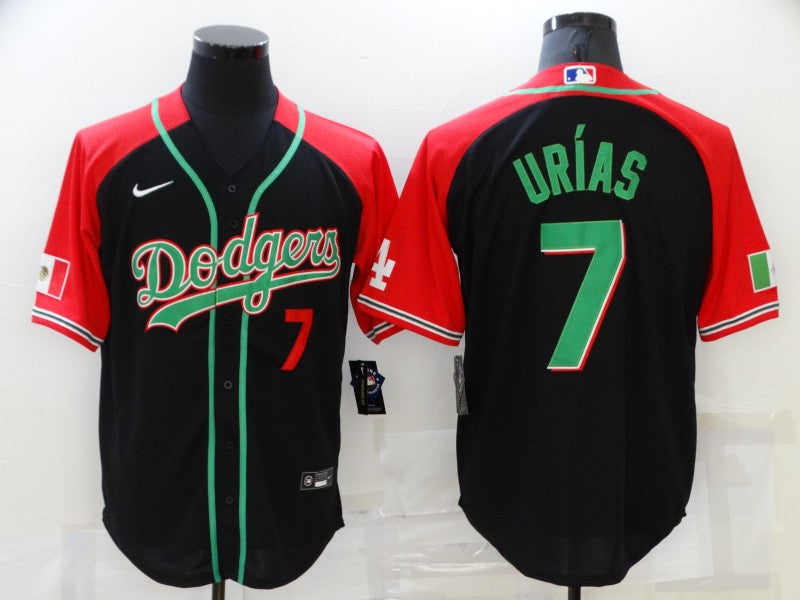 Men's Los Angeles Dodgers Julio Urias #7 Black Alternate Game Jersey1