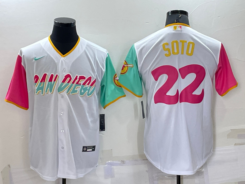 Men's San Diego Padres Juan Soto #22 White Stitched Jersey1