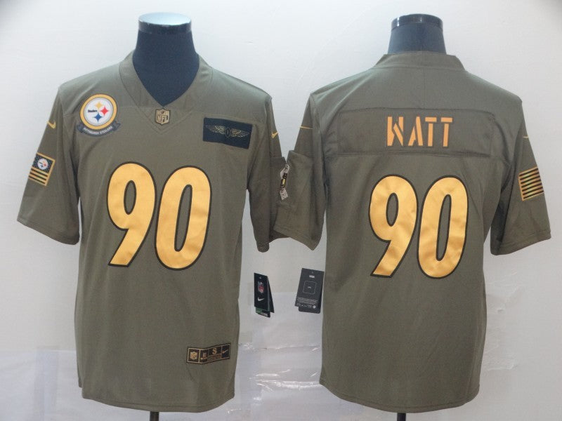 Men's Pittsburgh Steelers T.J. Watt #90 Brown Alternate Game Jersey1