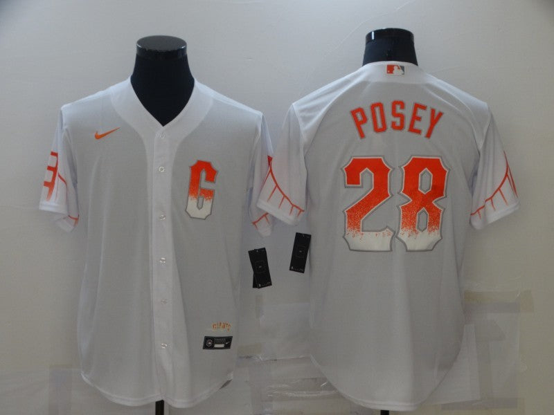 Men's San Francisco Giants Buster Posey #28 White Replica Player Jersey1 City Edition