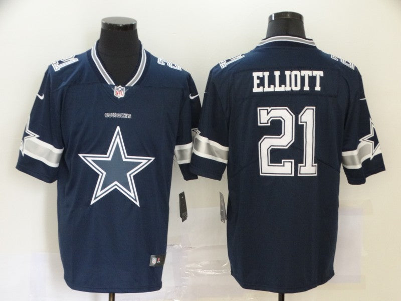 Men's Dallas Cowboys Ezekiel Elliott #21 Navy Player Game Jersey1