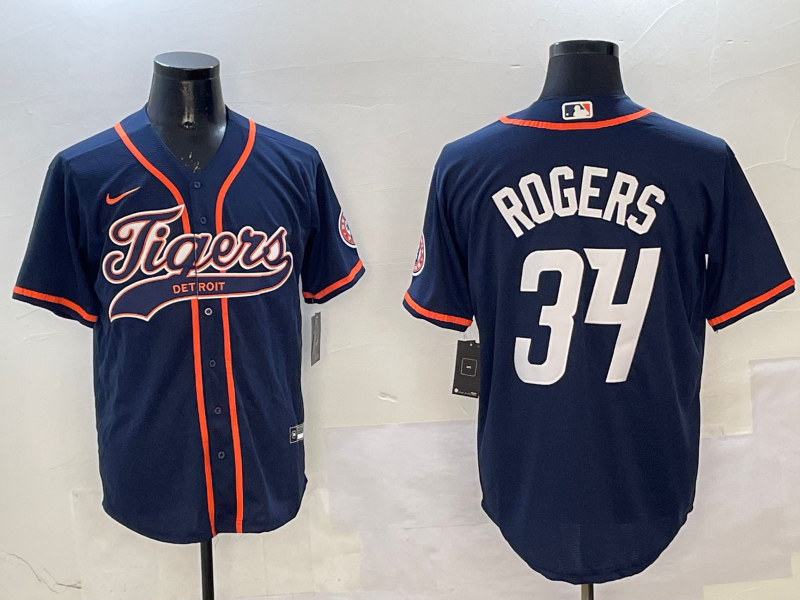 Men's Detroit Tigers Jake Rogers #34 Navy Player Jersey