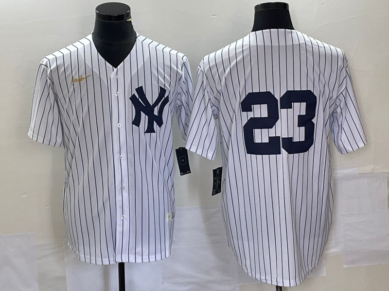 Men's New York Yankees Don Mattingly #23 White Replica Player Name Jersey1