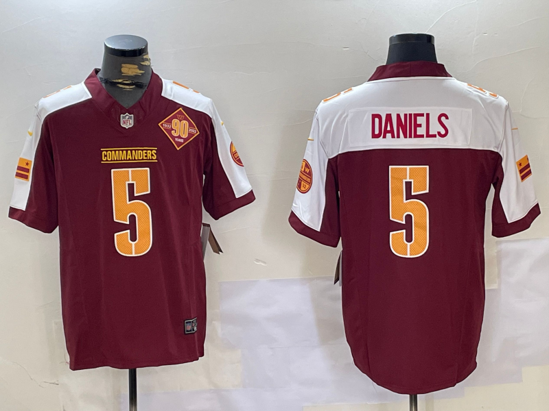 Men's Washington Commanders Jayden Daniels #5 Burgundy Player Game Jersey1