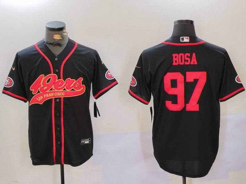 Men's San Francisco 49ers Nick Bosa #97 Black Replica Player Jersey1
