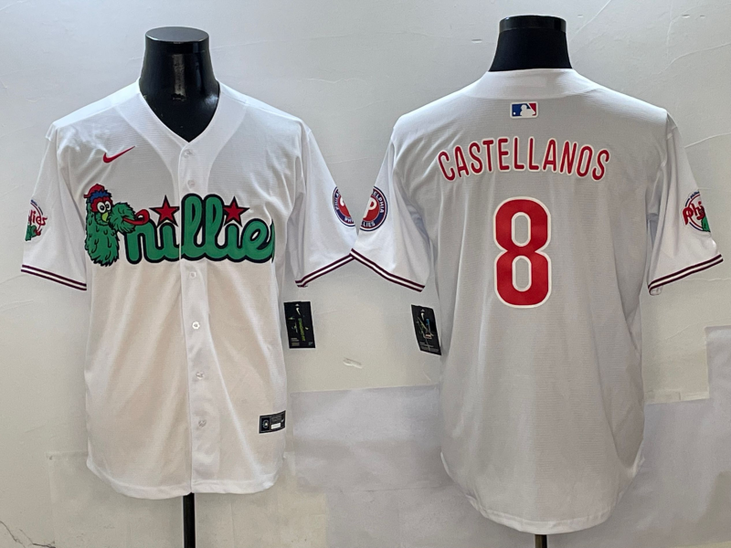 Men's Philadelphia Phillies Nick Castellanos #8 White Game Jersey1