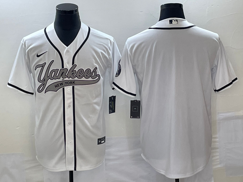 Men's New York Yankees White Replica Blank Jersey1 Joint Edition