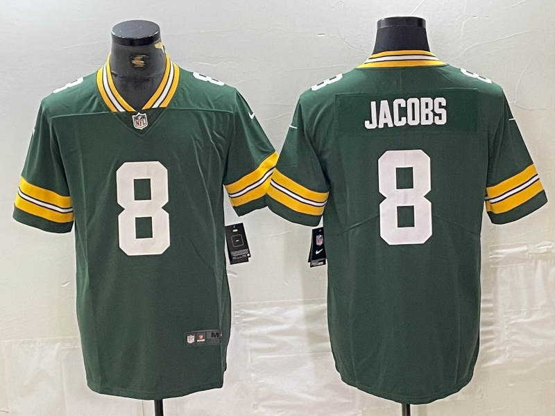 Men's Green Bay Packers Josh Jacobs #8 Green Game Player Jersey1