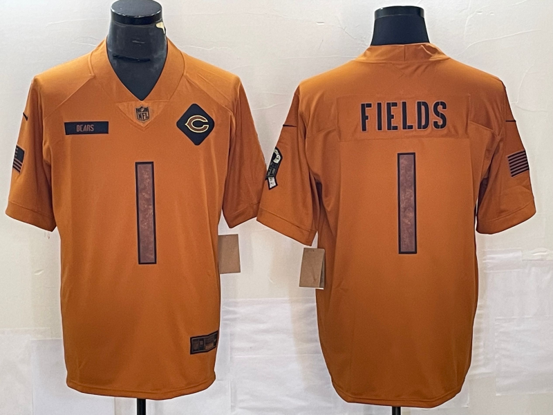 Men's Chicago Bears Justin Fields #1 Brown 2023 Salute To Service Limited Jersey1