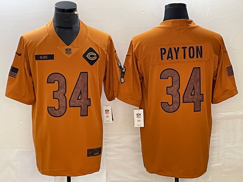 Men's Chicago Bears Walter Payton #34 Brown 2023 Salute To Service Retired Player Limited Jersey1