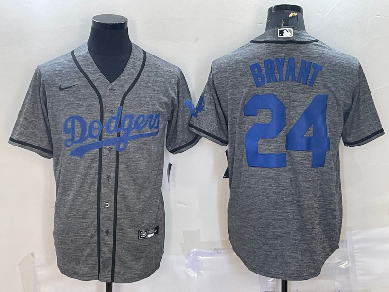 Men's Los Angeles Dodgers Kobe Bryant Gray Replica Baseball Jersey1