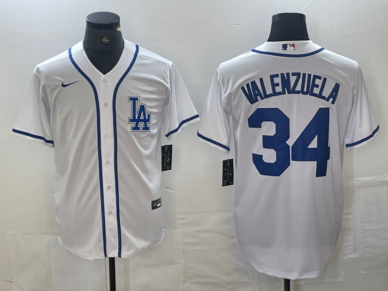 Men's Los Angeles Dodgers Fernando Valenzuela #34 White Limited Player Jersey1