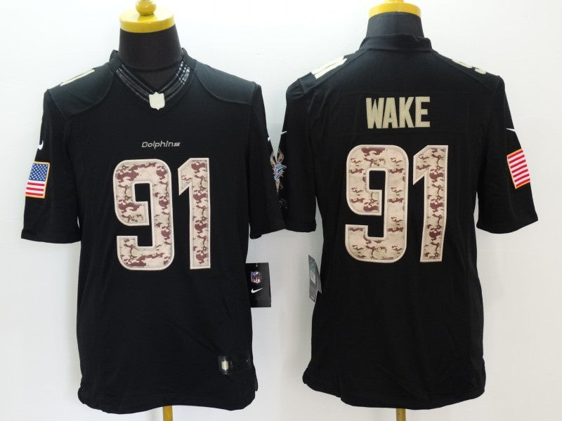 Men's Miami Dolphins Cameron Wake #91 Black Game Player Jersey1