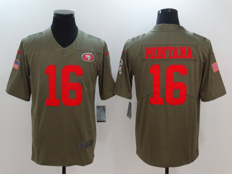 Men's San Francisco 49ers Joe Montana #16 Brown Alternate Game Jersey1