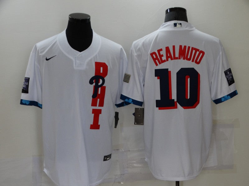 Men's Philadelphia Phillies J.T. Realmuto #10 White All Star Player Jersey1