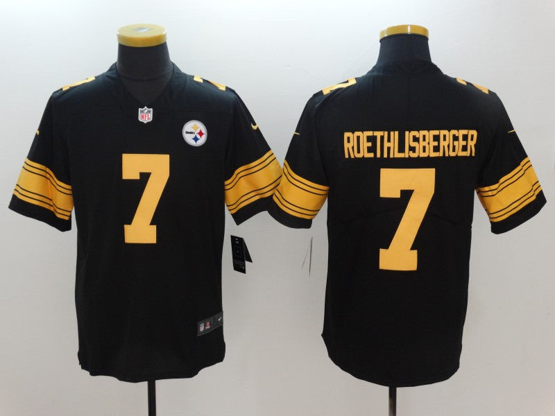Men's Pittsburgh Steelers Ben Roethlisberger #7 Black Alternate Legend Jersey1