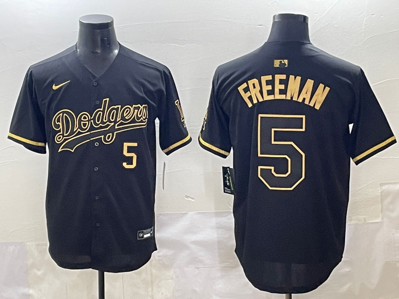 Men's Los Angeles Dodgers Freddie Freeman #5 Black Team Player Game Jersey