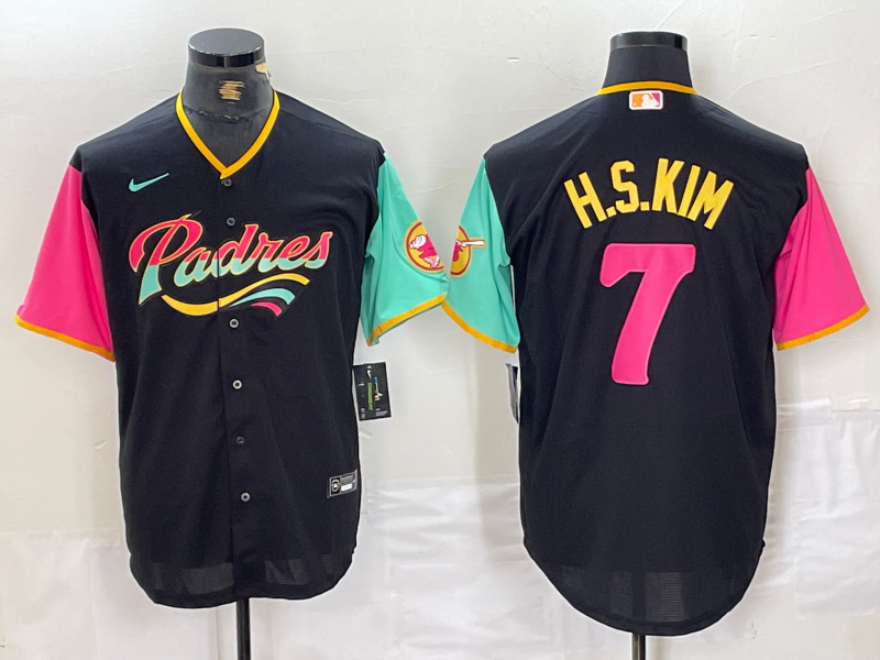 Men's San Diego Padres Ha-Seong Kim #7 Black City Connect Replica Player Jersey1