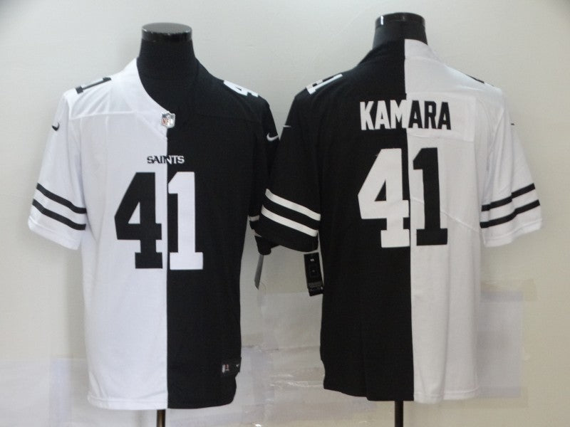Men's New Orleans Saints Alvin Kamara #41 Black/White Game Jersey1