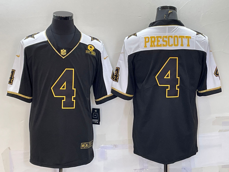 Men's Dallas Cowboys Dak Prescott #4 Black Player Jersey1