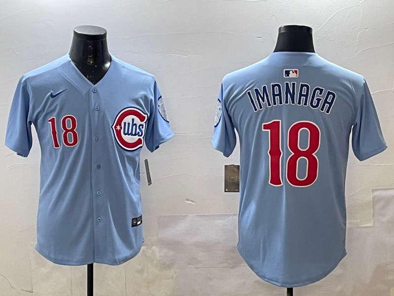Men's Chicago Cubs Shta Imanaga #18 Baby Blue 2nd Alternate Limited Player Jersey1