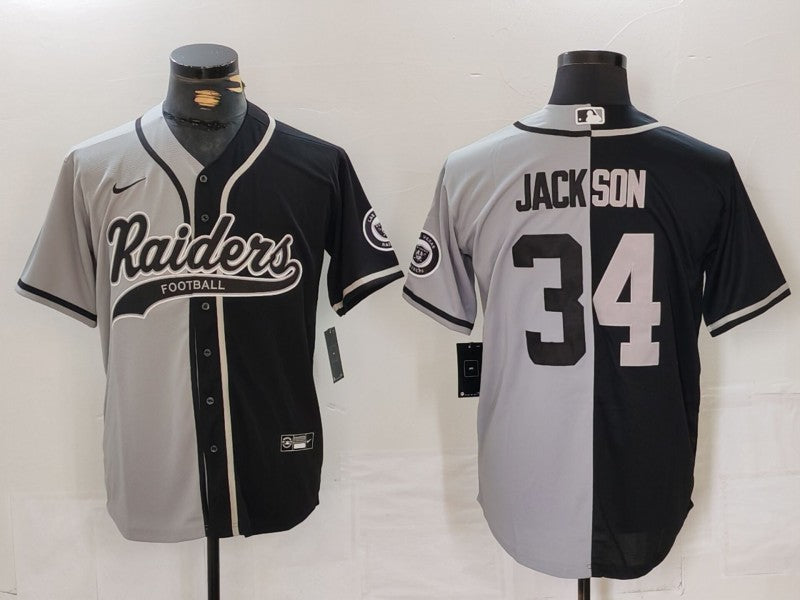 Men's Las Vegas Raiders Bo Jackson #34 Gray/Black Game Jersey1
