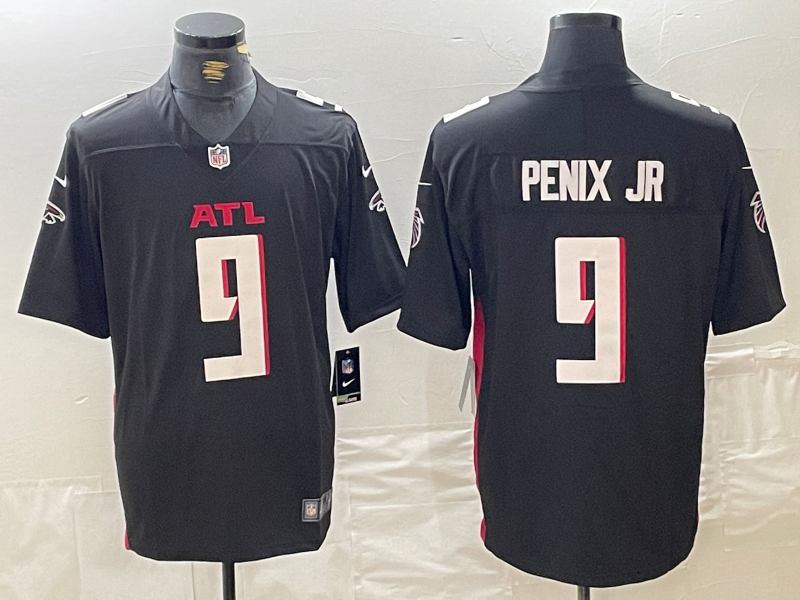 Men's Atlanta Falcons Michael Penix Jr. #9 Black 2024 NFL Draft First Round Pick Player Game Jersey1