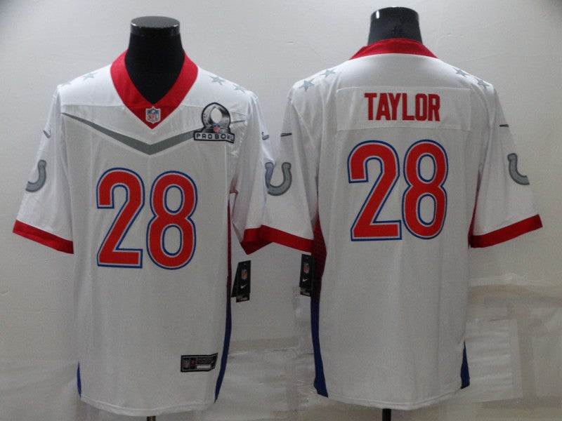 Men's Indianapolis Colts Jonathan Taylor #28 White ALL STAR Game Jersey1