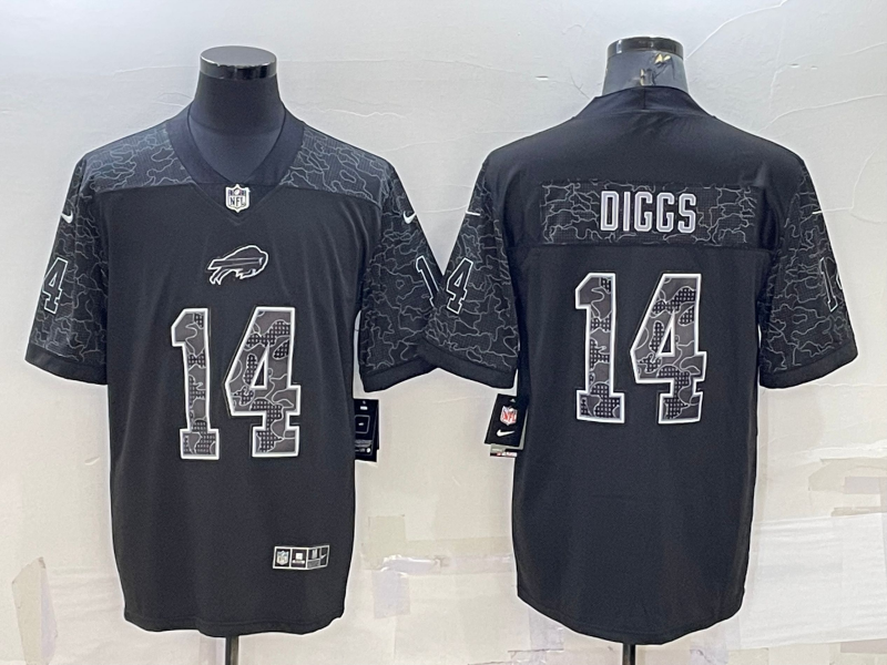Men's Buffalo Bills Stefon Diggs #14 Black RFLCTV Limited Jersey1